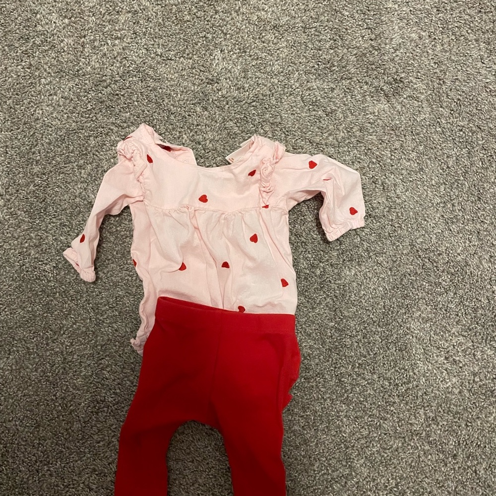 Cat & Jack heart blouse and pants 0-3 months